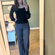 Solid Flap Pocket Button Up Mid Rise Straight Leg Pants
