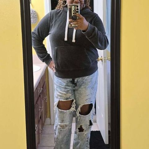 90s Vintage Cut Out High Waist Straight Leg Baggy Jeans