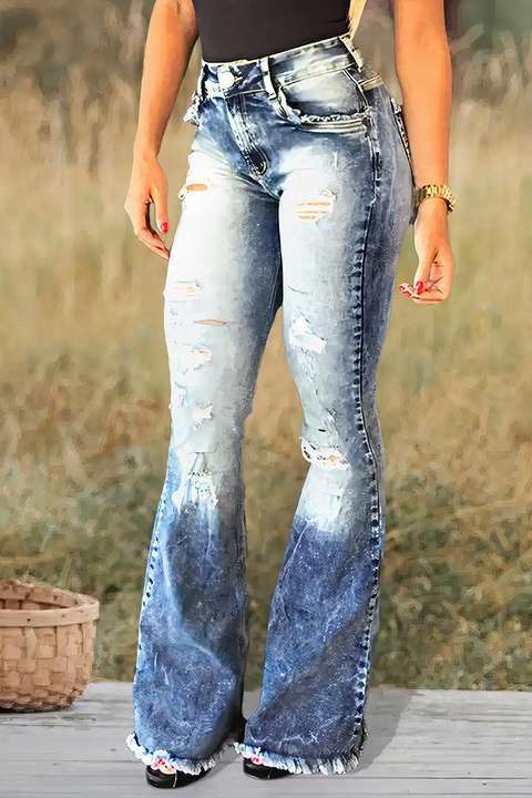 Calça flare jeans rasgado discount