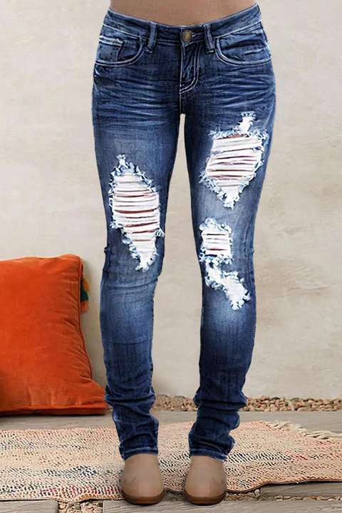 Vaqueros Muy Delgado desgastados de talle bajo Flamingo Shop