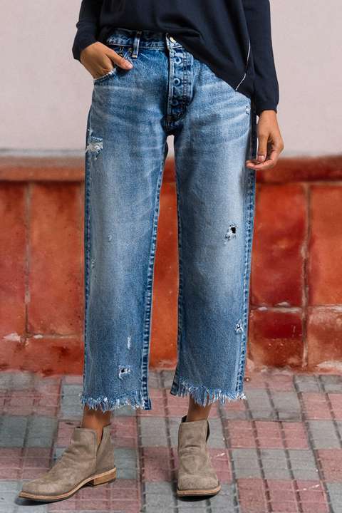 Raw hem ripped jeans outlet