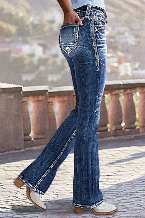 90s Vintage Slant Pocket Mid Waist Bootcut Jeans