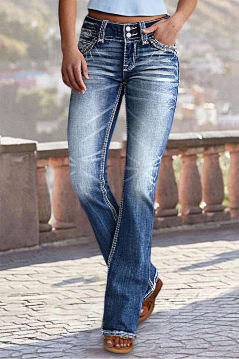 90s Vintage Slant Pocket Mid Waist Bootcut Jeans