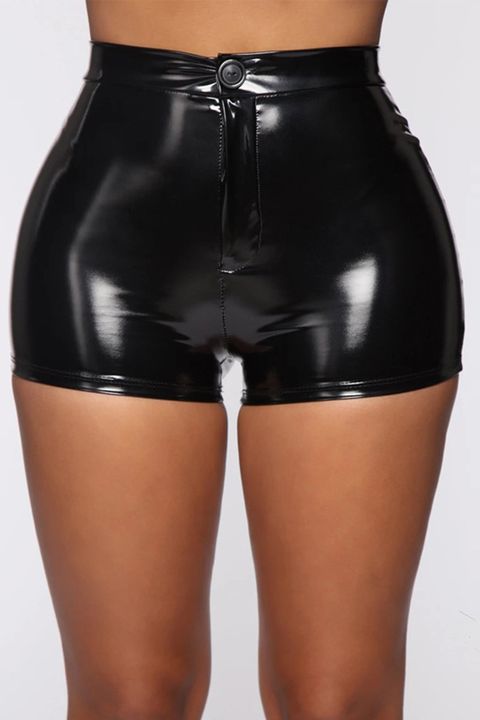PU Leather Glossy High Waist Skinny Shorts gallery 1