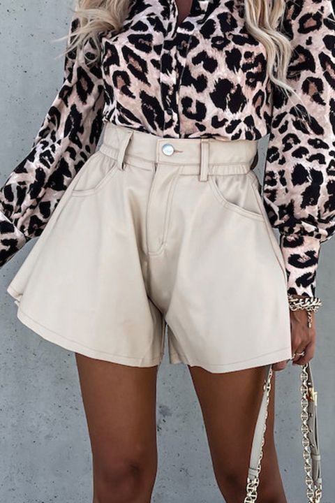 PU Leather Pocket Detail Wide Leg Shorts gallery 1