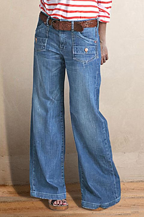 Flamingo Vintage Slant Pocket Low Rise Flare Jeans Without Belt