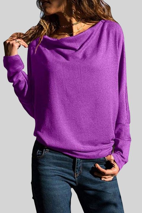 Solid Cowl Neck Long Sleeve Blouse gallery 1