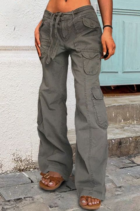 Low Waist Belted Flap Pocket Cargo Pants gallery 1