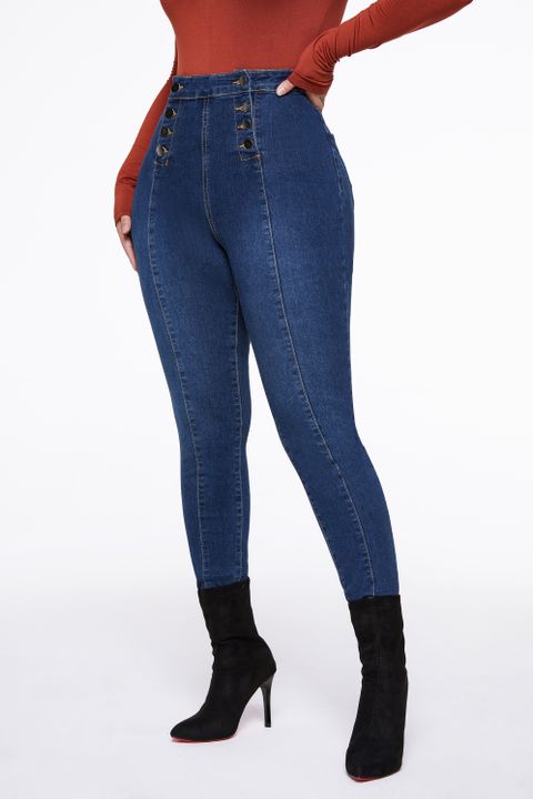 Flamingo Double Breasted High Waist Skinny Jeans