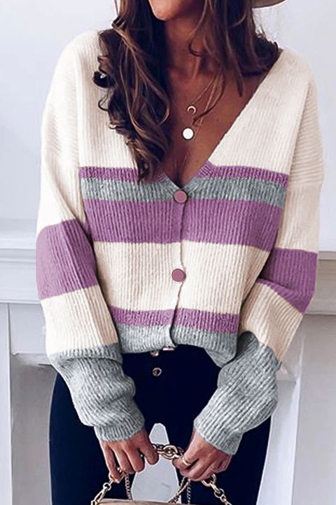 Colorblock Stripe Button Front Chunky Knit Sweater gallery 1