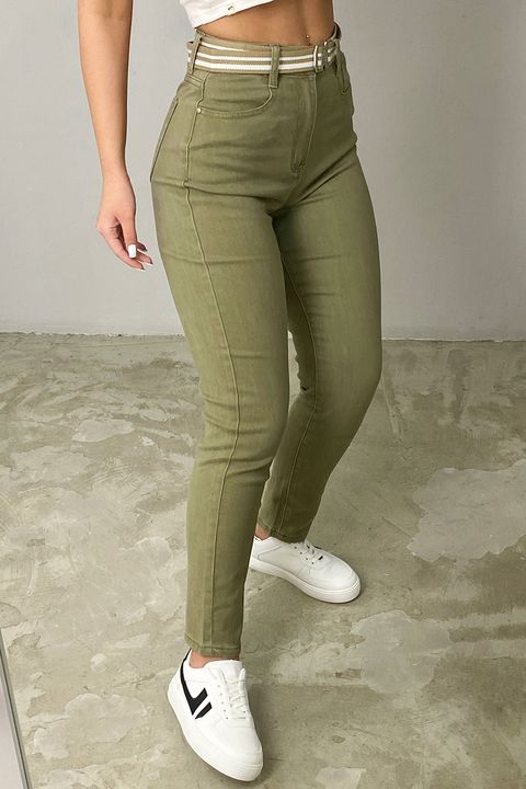 Flamingo Solid High Waist Skinny Jeans Without Belt