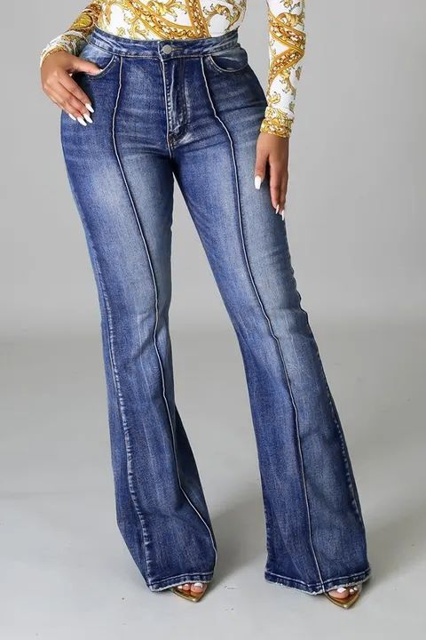 90s Vintage High Waist Flare Jeans gallery 1
