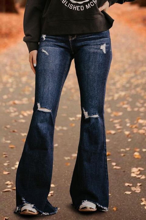 Raw Hem Ripped High Rise Flare Jeans gallery 1