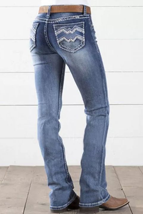 Mid Waist Bootcut Jeans Without Belt gallery 1