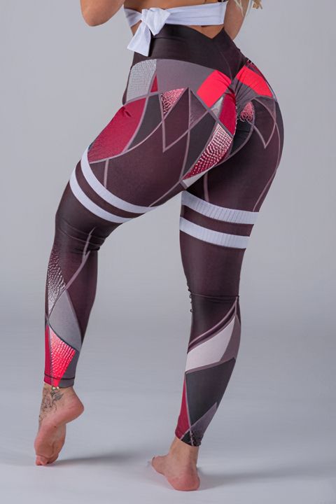 Allover Print Scrunch Butt Asymmetrical High Waist Sports Leggings gallery 1