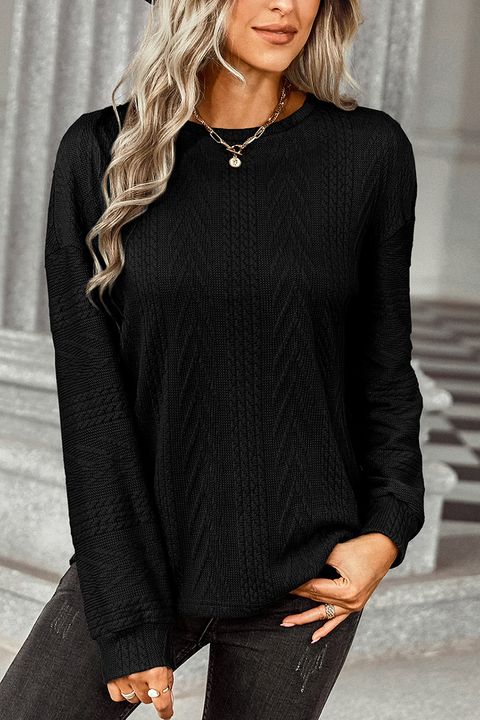 Solid Mix Knit Round Neck Sweater gallery 1