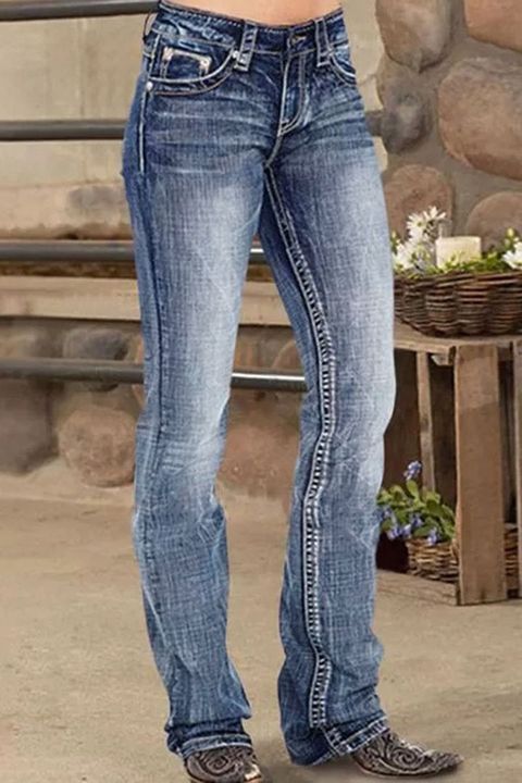 Zip Fly Mid Waist Flare Jeans gallery 1