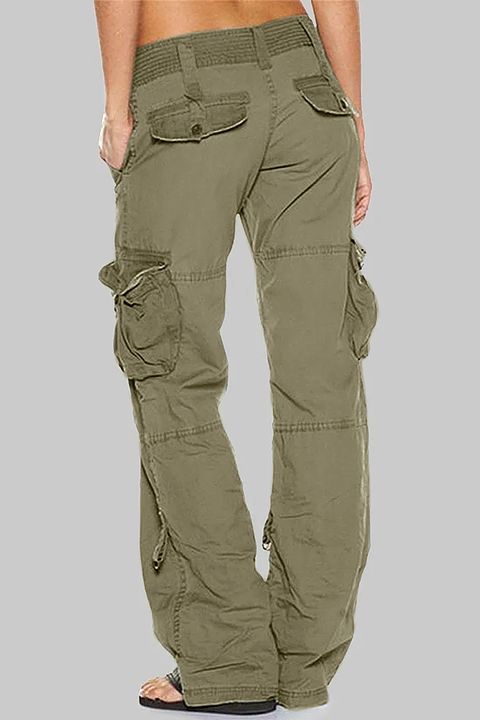Flap Pocket Zip Detail Straight Leg Cargo Pants gallery 1