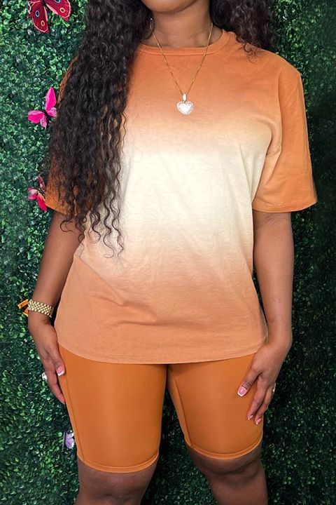 Ombre Round Neck T-Shirt & Shorts Set gallery 1