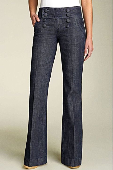 Flamingo Solid Double Breasted Pocket Detail Straight Leg Jeans