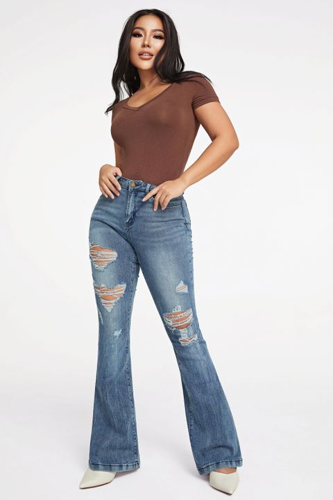 Vintage Ripped Flare Jeans gallery 1