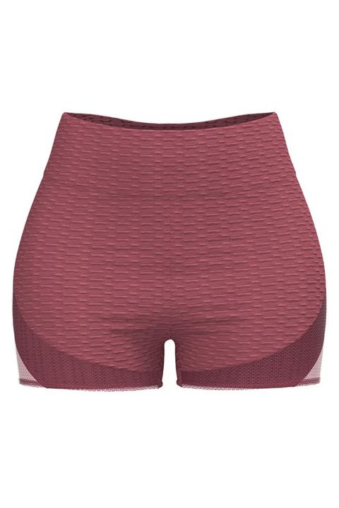 Flamingo Colorblock Textured High Waist Sports Shorts