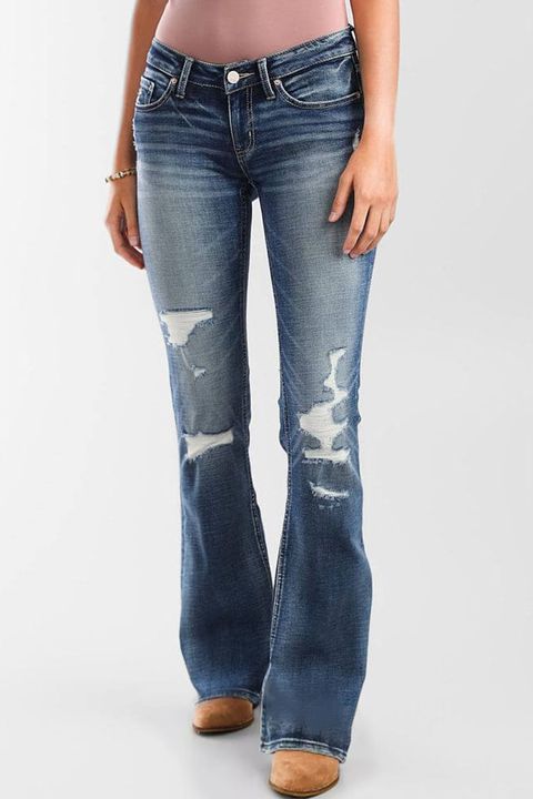 Vintage Ripped Low Waist Flare Jeans gallery 1