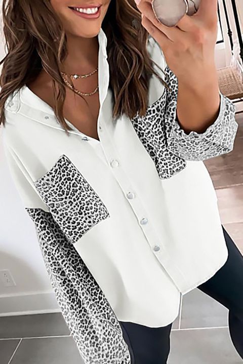 Leopard Pattern High Low Button Up Shacket gallery 1