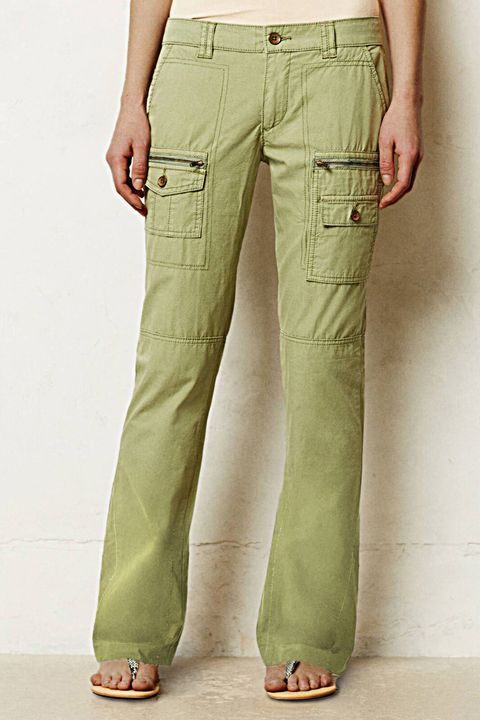 Flamingo Solid Zip Detail Flap Pocket Cargo Flare Jeans