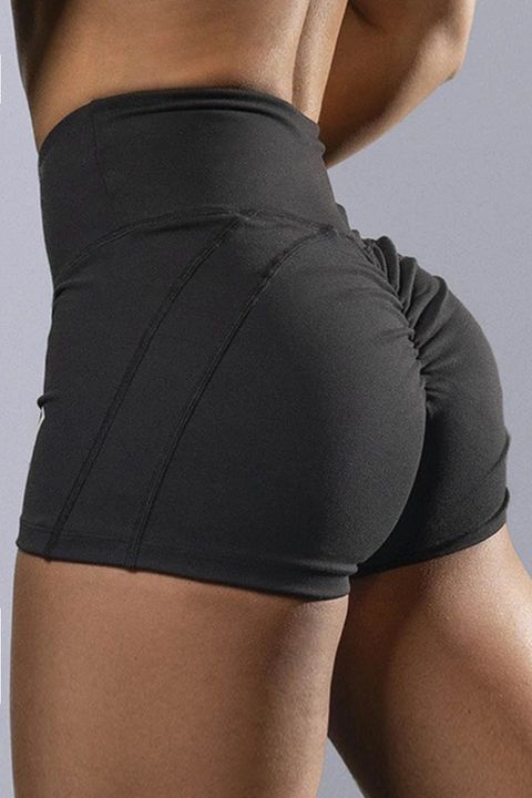 Flamingo Solid Scrunch Butt High Waist Sports Shorts