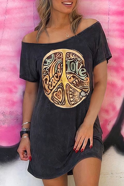 Graphic Print Boat Neck Tee Dress gallery 1