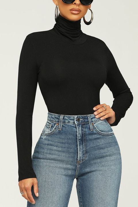 Solid High Neck Long Sleeve T-Shirt gallery 1