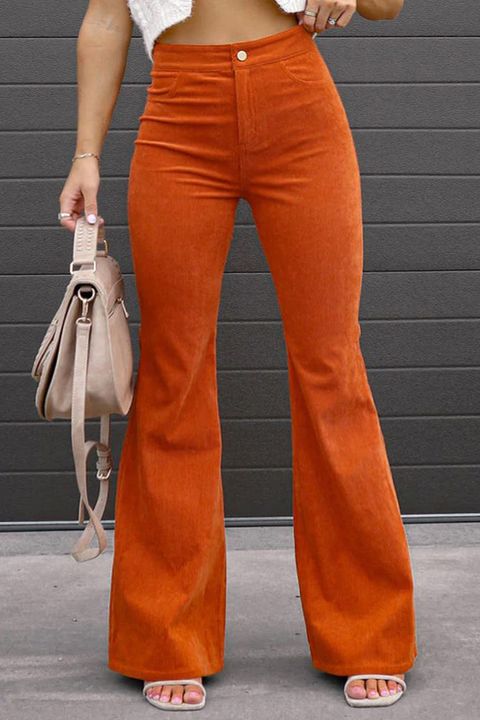 Corduroy Button Front High Waist Flare Pants gallery 1