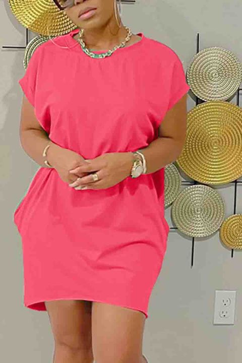 Solid High Low Pocket Side Tee Dress gallery 1
