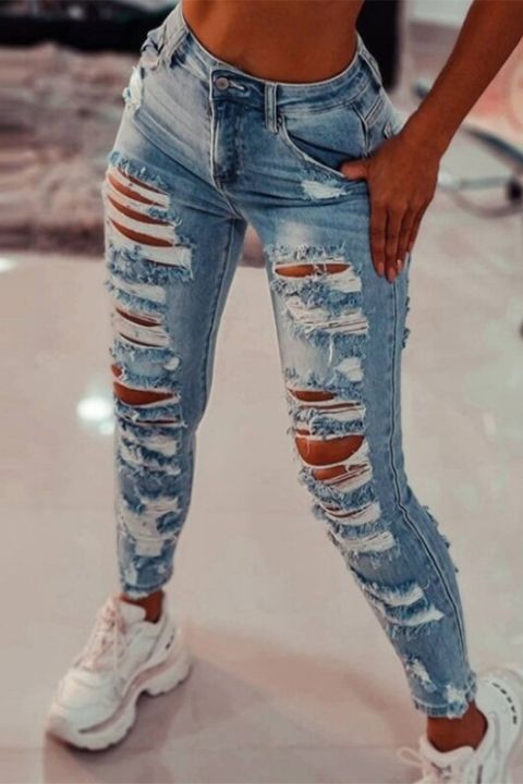 Flamingo Ladder Distressed High Rise Skinny Jeans
