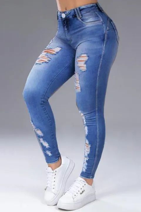 Distressed Butt Lifting Skinny Jeans gallery 1