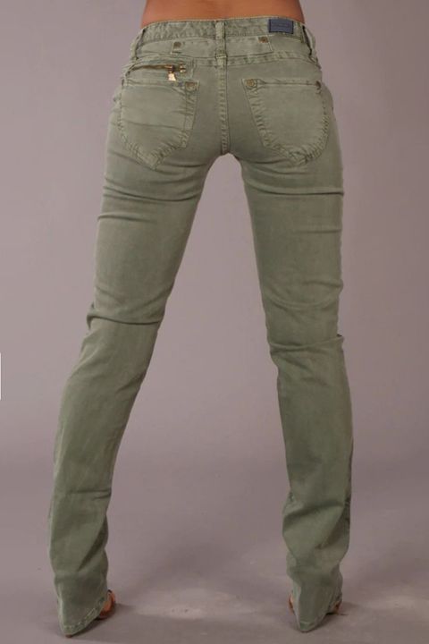 Flamingo Zip Decor Low Waist Bootcut Jeans