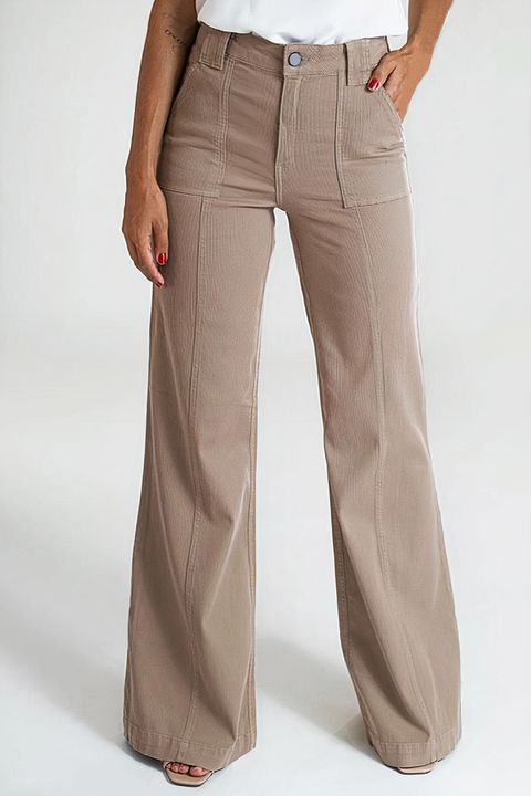 Flamingo Solid Seam Front Slant Pocket Pants