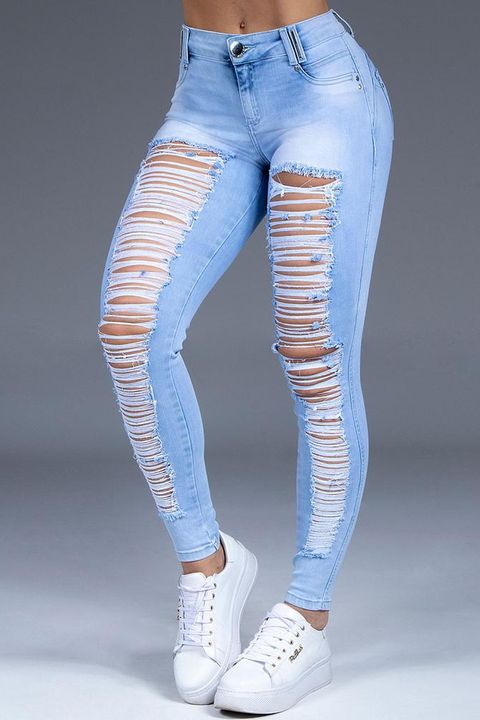 Extreme Distressed Stretch Butt Lifting Skinny Jeans gallery 1