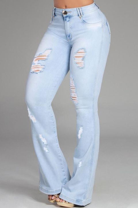 Flamingo Ripped Distressed Flare Jeans