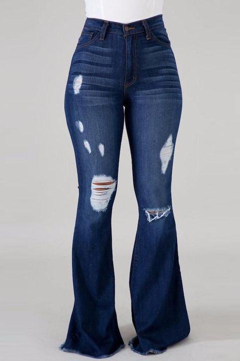 90s Vintage High Waist Ripped Flare Leg Jeans  gallery 1