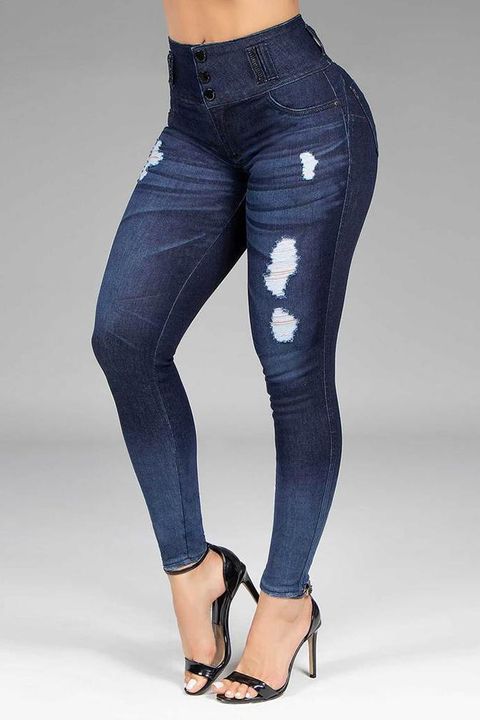 Ripped Button Up High Waist Skinny Jeans gallery 1