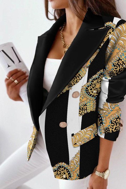 Allover Print Double Breasted Blazer gallery 1