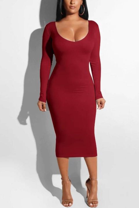 Scoop Neck Cut Out Midi Dress gallery 1