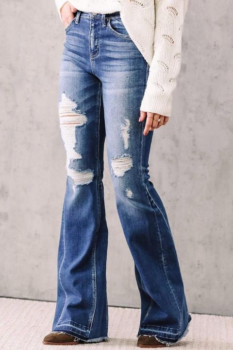 Vintage Ripped High Waist Flare Jeans gallery 1