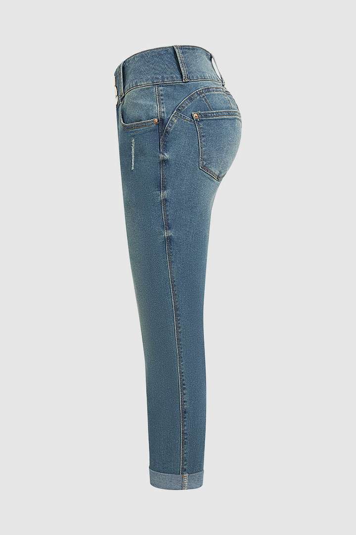 Izplēstas pogas, šauras Capri Jeans galerija 9