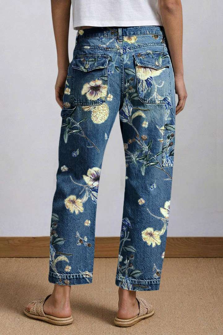 Wunderschne Jeans Mit Blumen Bild