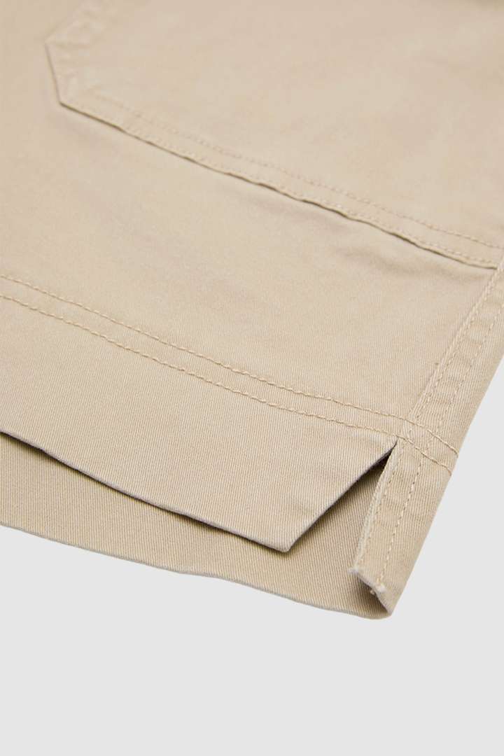 Solid Split Side Flap Pocket Shorts Without Belt gallery 13