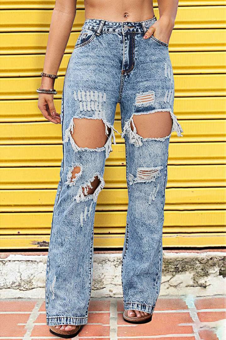 90s Vintage Cut Out High Waist Straight Leg Baggy Jeans
