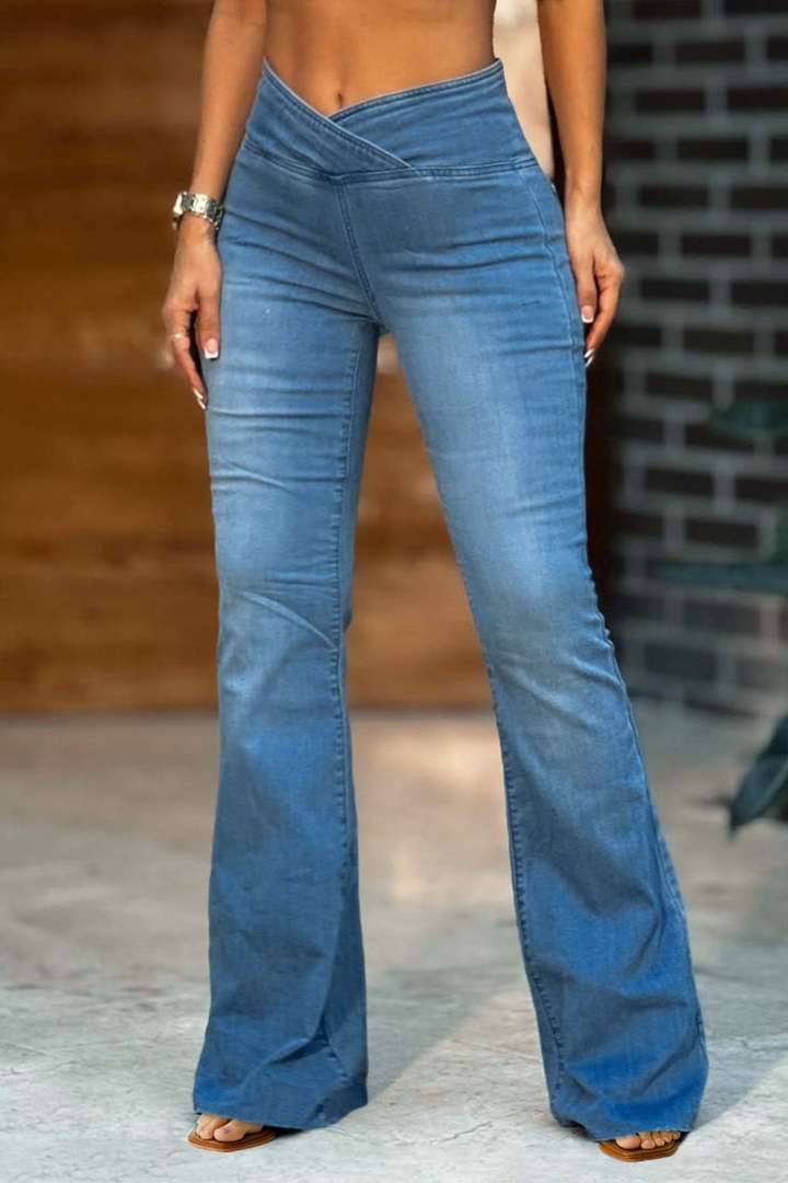 Wash Wrap High Rise Stretchy Flare Jeans
